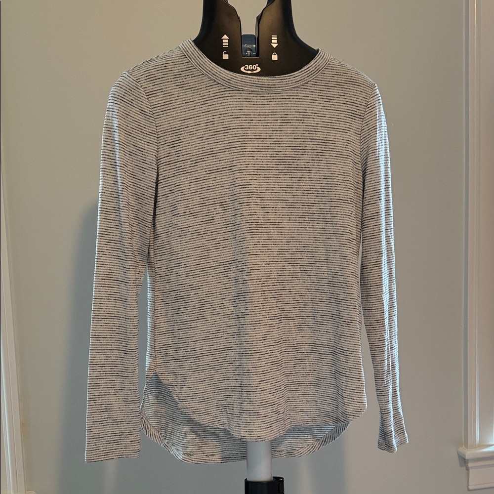 Banana Republic Black and White Striped Long Sleeve Top